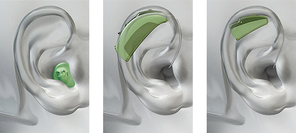 different styles hearing aids