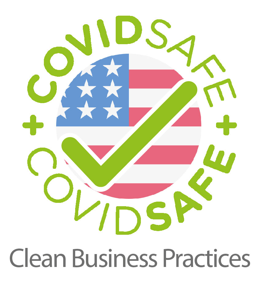 CovidSafe clean business practice logo for all Connect Hearing offices throughout TX, FL, and CA.