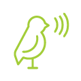 icona di un uccello con simbolo di suono
