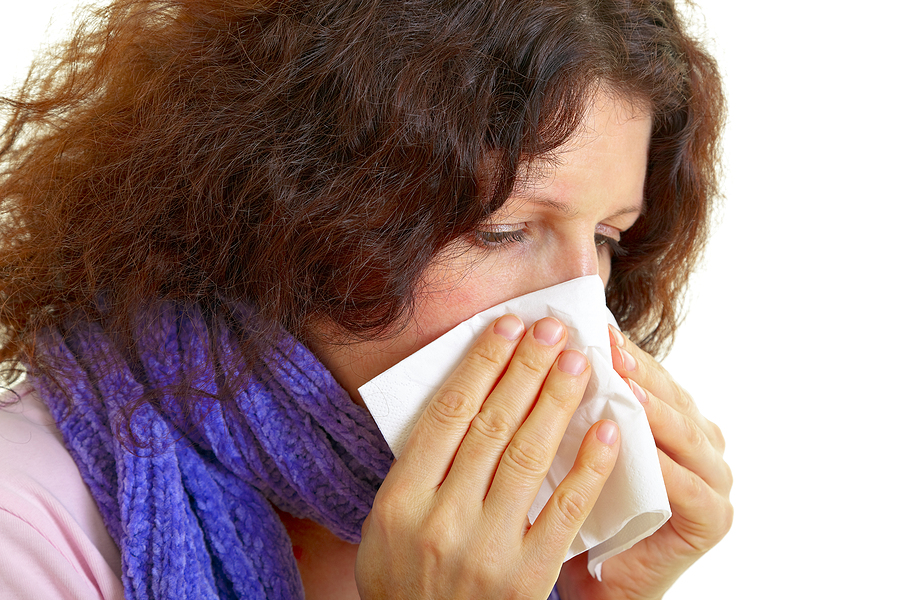 young woman with flu